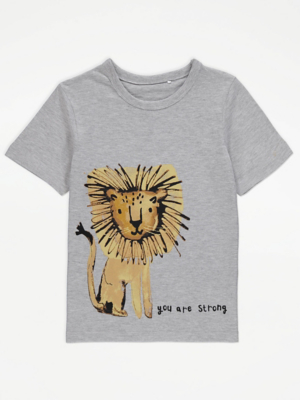 Grey Lion Print T-Shirt
