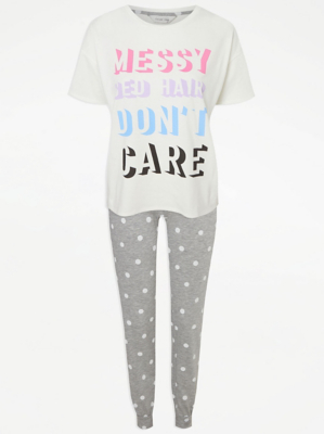 Messy Hair Slogan Pyjamas