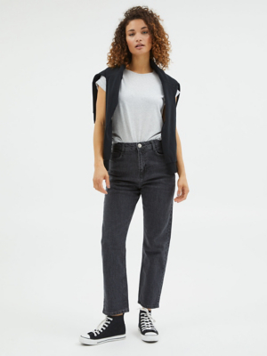 Skye Black Mid Wash High Rise Straight Jeans Women at ASDA