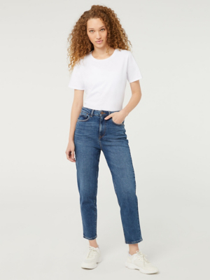 high waisted dark wash mom jeans