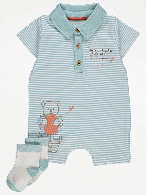 Paddington Bear Slogan Print Romper With Socks | Baby | George at ASDA