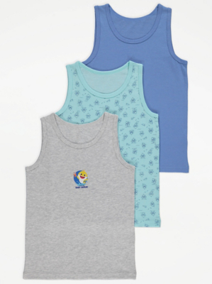 Baby Shark Vest Tops 3 Pack Kids at ASDA