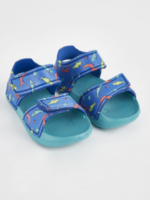 Blue Shark Print Beach Sandals