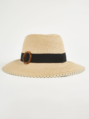 Natural Straw Buckle Hat Women at ASDA