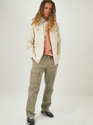 Khaki Drawstring Cargo Trousers Men at ASDA