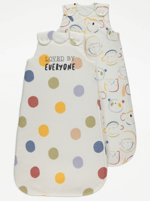 Colourful Polka Dot Sleep Bags 2 Pack Baby at ASDA
