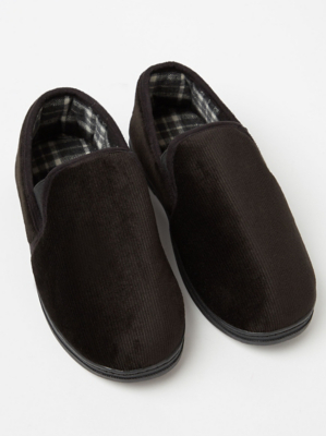 Black Corduroy Fullback Slippers Men at ASDA