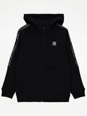 Black Unstoppable Slogan Print Zip Up Hooded Jacket