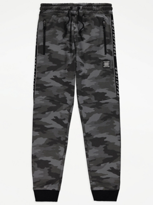 Charcoal Camouflage Print Joggers