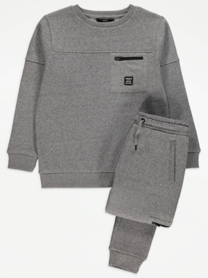 Grey Zip Detail Sweatshirt and Joggers Outfit