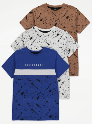 Splatter Print T-Shirts 3 Pack