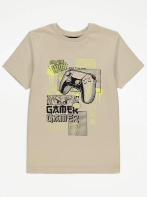 Beige Gamer Anime Graphic T-Shirt