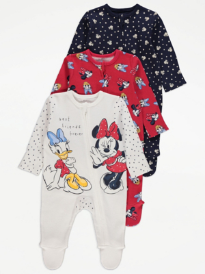 Disney Minnie Mouse Print Sleepsuits 3 Pack