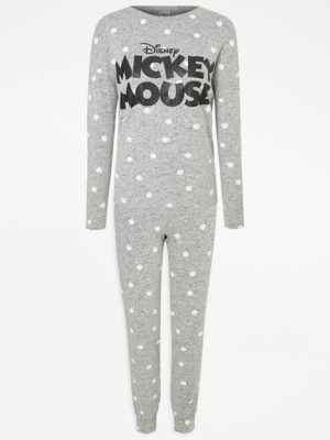 Disney Mickey Mouse Grey Polka Dot Print Pyjamas Women at ASDA