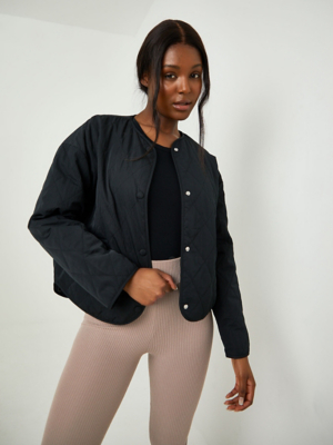 Black Quilted Jacket Women at ASDA