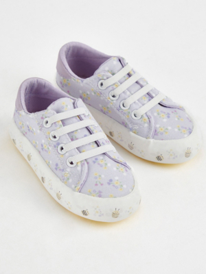 First Walkers Purple Floral Canvas Trainers
