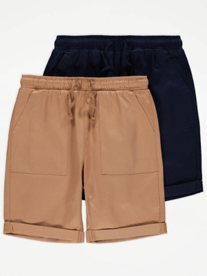 Assorted Tan Woven Shorts 2 Pack