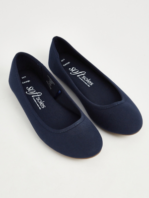 Navy Canvas Slip On Ballet Pumps Women at ASDA