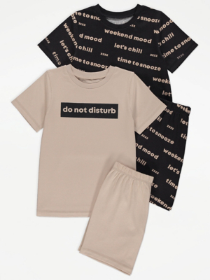 Slogan Print Short Pyjamas 2 Pack
