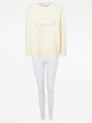 Borg Fleece Slogan Pyjamas