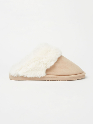 faux fur loafer mules