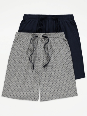 Geometric Print Jersey Lounge Shorts 2 Pack | Men | George at ASDA