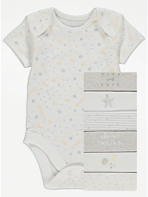 Assorted Star Print Bodysuits 7 Pack