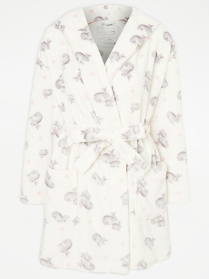 Cream Bunny Print Dressing Gown Women at ASDA