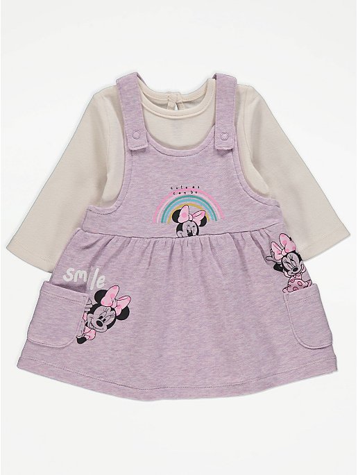 Disney Minnie Mouse Character Print Purple Dress and Bodysuit | Baby |  George at ASDA
