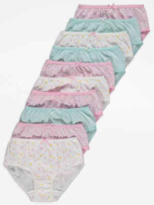 Ditsy Floral Print Briefs 10 Pack Kids at ASDA
