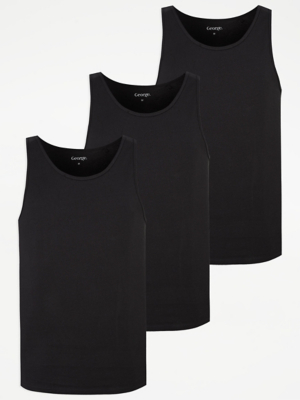 Black Jersey Vest Top 3 Pack Men at ASDA