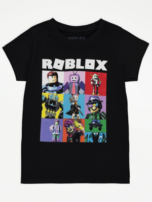 Black Roblox Character Graphic Print T-Shirt