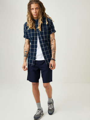 flannel and shorts outfit men