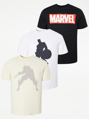Marvel Character Print T-Shirts 3 Pack | Men | George at ASDA