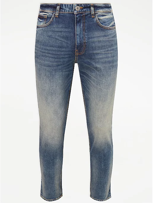 asda.com | Mid Wash Faded Cropped Jeans With Stretch