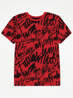 Red Graffiti Graphic T-Shirt