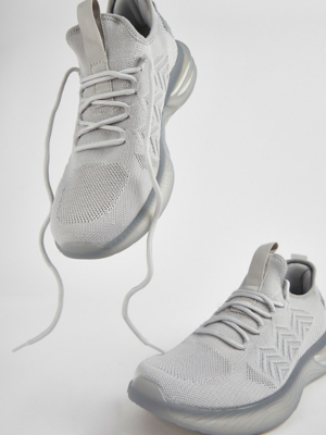 Grey Embossed Sock Trainers Men at ASDA