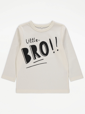 Cream Little Bro Slogan Long Sleeve Top