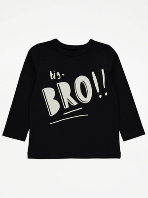 Black Big Bro Slogan Print Long Sleeve Top