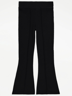 Black Ribbed Flared Trousers