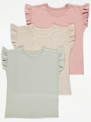 Floral Print Sleeve Tops 3 Pack | Kids George at