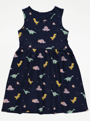 Navy Dinosaur Print Jersey Dress