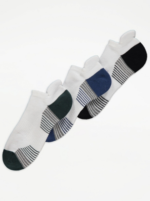 White Striped Sole Trainer Liner Socks 3 Pack Men at ASDA
