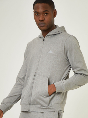 Grey Zip Up Sports Hoodie Men at ASDA