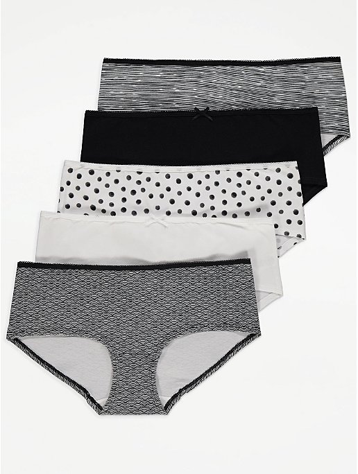 Printed Bow Detail Short Knickers 5 Pack | Women | George at ASDA