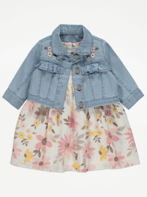 dress and denim jacket look