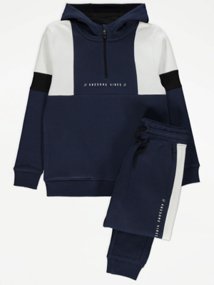 Navy Zip Up Sweatshirt and Joggers Outfit
