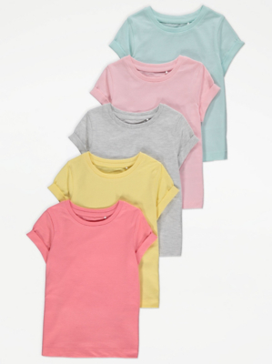 Assorted Bright Plain T-Shirts 5 Pack