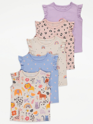 Colourful Animal and Nature Print Tops 5 Pack