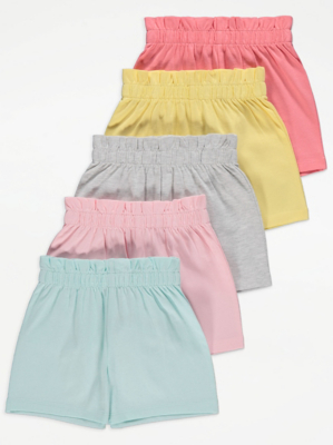 Bright Pastel Pleated Shorts 5 Pack